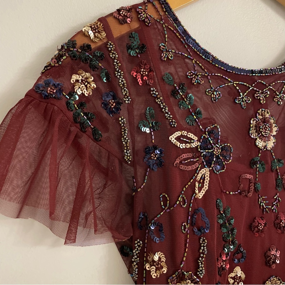 Gianni Bini Burgundy Embellished Midi Dress - Picture 3 of 9